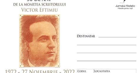 Jurnalul Filatelic 50 De Ani De La Moartea Scriitorului Victor Eftimiu