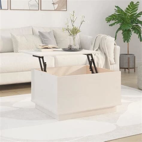 Table Basse Zerodis Blanc Bois Massif Rectangulaire Design