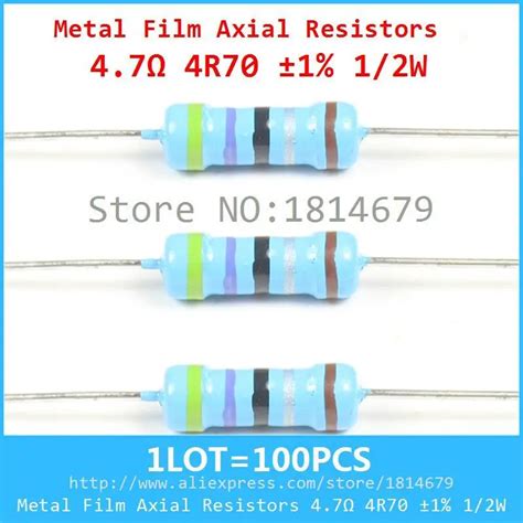 1LOT 100PCS Metal Film Axial Resistors 4 7ohm 4R70 1 1 2W 0 5W