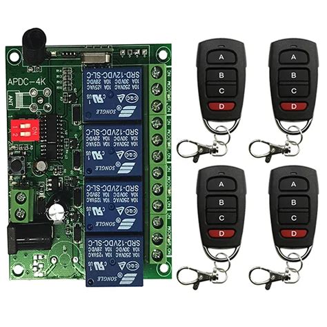 DC 12V 4 Channel 4CH RF Wireless Remote Control Switch System Receiver