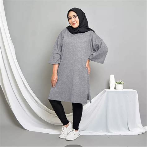 Jual Gr Tunik Basic Oversize Polos Dress Oversize Kaos Polos Basic Midi