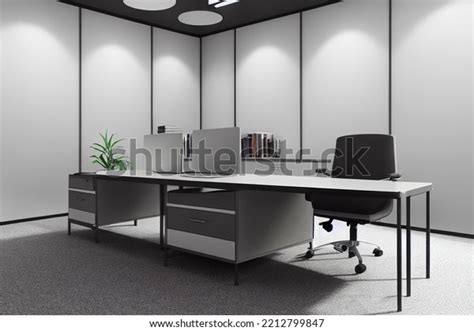Desk Middle Room White Desk Chair Stock Illustration 2212799847