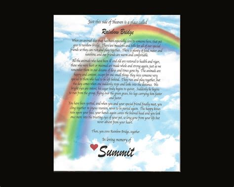 RAINBOW Bridge POEM Pet MEMORIAL Pet Loss Dog Cat Personalized | Etsy