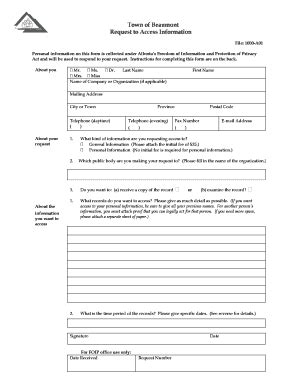 Fillable Online Beaumont Ab Foip Request Application Town Of Beaumont