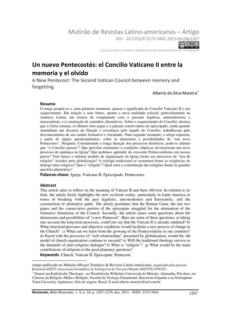 Pdf Un Nuevo Pentecost S El Concilio Vaticano Ii Entre La Memoria Y