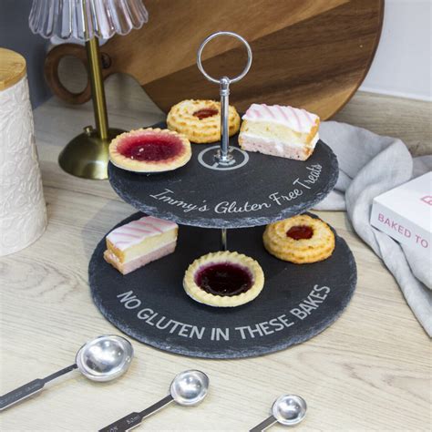 Personalised Gluten Free Coeliac Tier Slate Cake Stand The Laser