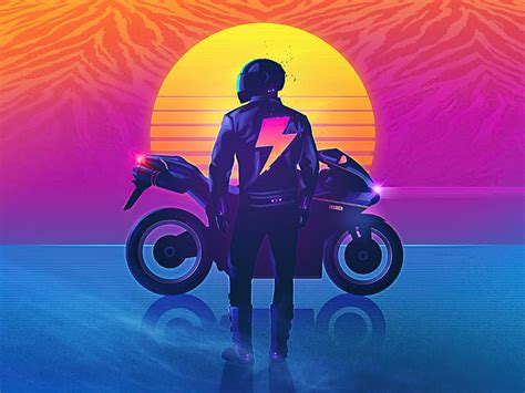 HD wallpaper: digital art, artwork, illustration, biker, motorcycle, motobike | Wallpaper Flare