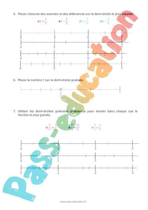 Repérer Une Fraction Sur Une Droite Graduée 6ème Révisions Exercices Avec Correction Les