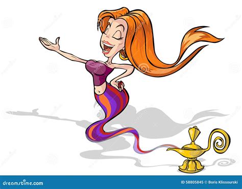 Blond Genie Girl From A Magic Lamp Stock Vector Illustration Of