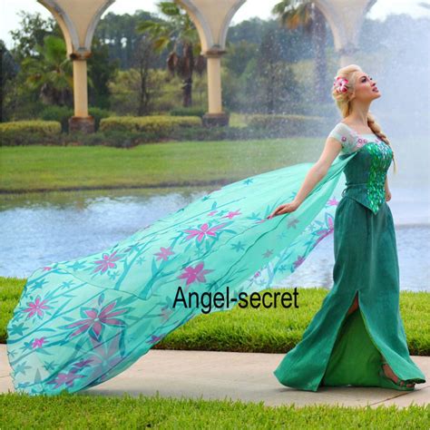 Cl Adult Frozen Fever Queen Elsa Cosplay Costume Dress