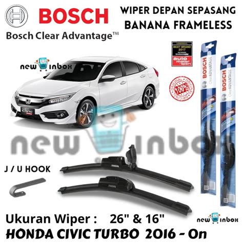 Jual Wiper Depan Mobil Honda Civic Turbo 2016 On Sepasang Frameless