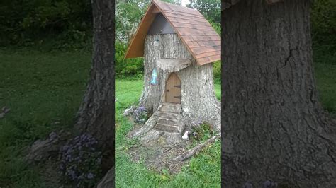 Tree Trunk Stump Gnome Church House At A Thrift Store Garden Youtube