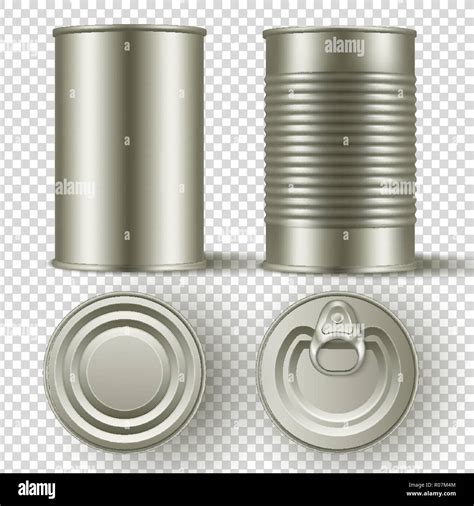 Realistic D Tin Can Mock Up Set Top And Side View Stock Vector Image