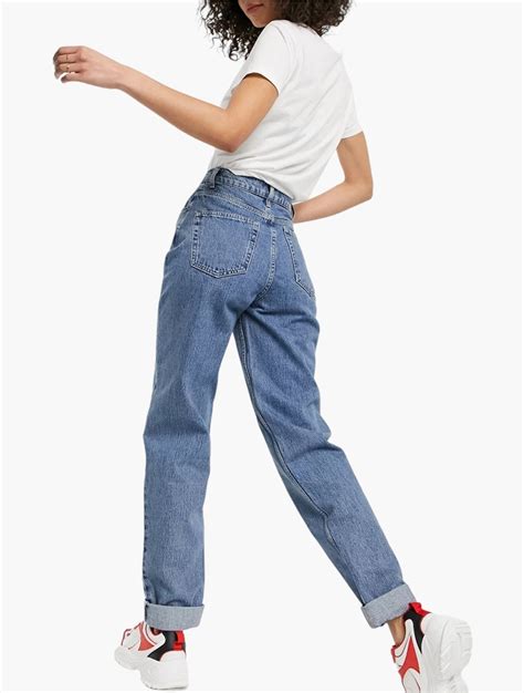 Myrunway Shop Asos Blue Midwash Tall High Rise Slouchy Mom Jeans For