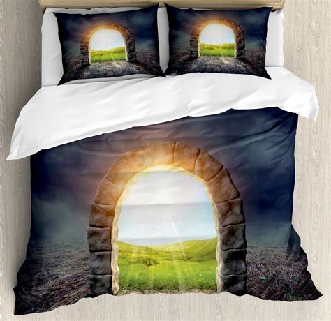 Fantasy Duvet Cover Set Mysterious Entrance To New Life Theme With