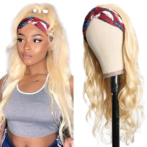 Heumhrn 30 Inch 613 Blonde Headband Wigs Human Hair Body