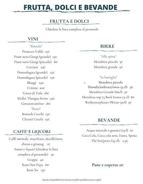 Menu Da Pizzeria Lo Scoglio Mortara