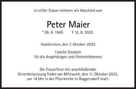 Traueranzeigen Von Peter Maier Sz Gedenken De