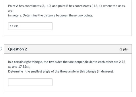 Solved Point A Has Coordinates 6−10 And Point B Has