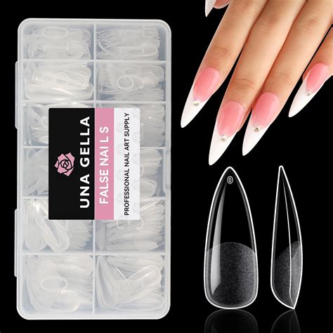 Amazon UNA GELLA Stiletto Gel Nail Tips Full Cover 504PCS Pre