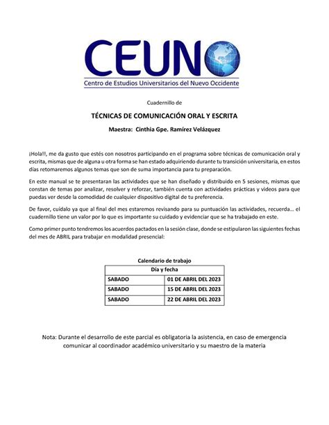 Manual Comunicación Oral y Escrita Cuadernillo de TÉCNICAS DE