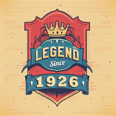 Leyenda desde 1926 camiseta vintage nacido en 1926 diseño de póster de