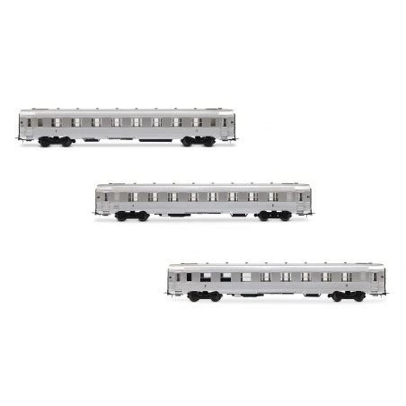 Set De 3 Voitures Voyageurs Courtes DEV Inox SNCF A8 A3B5 BRT Ep