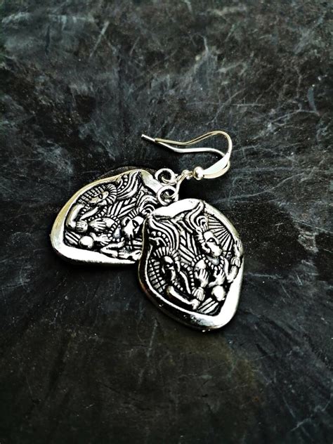 Silver Dangle Earring Mayan Aztec Design Jewelry Everyday Etsy