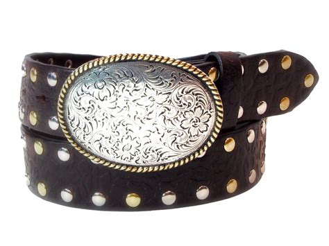 38mm Belt With Oval Engraved Trophy Buckle On Textured Leather With