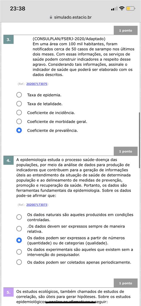 Prova Estacio Fundamentos De Estatistica E Epidemiologia Estacio