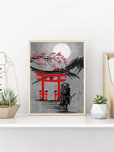 1 Pièce Peinture Sur Toile Art Mural De Samouraï Décor Mural Japonais