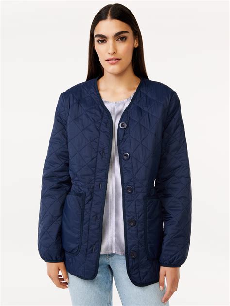 Free Assembly Womens Quilted Cinched Waist Liner Jacket