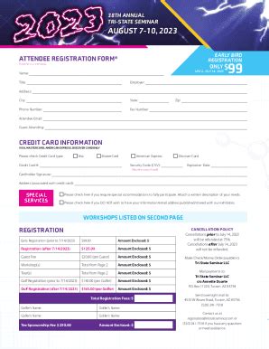 Fillable Online Attendee Registration Form Fax Email Print Pdffiller