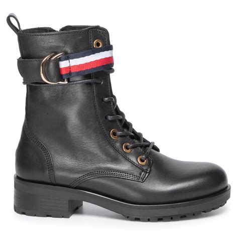 Stiefeletten Tommy Hilfiger Corporate Ribbon Bikeboot FW0FW04326 Black