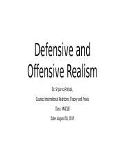 Defensive and Offensive Realism.pptx - Defensive and Offensive Realism ...