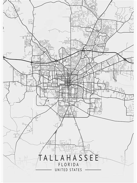 Tallahassee Florida Us Gray City Map Poster For Sale By