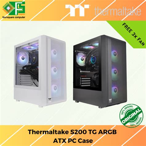 Jual Thermaltake S200 Tg Argb Mid Tower Chassis White Black Pc Casing Atx Cpu Case Gaming