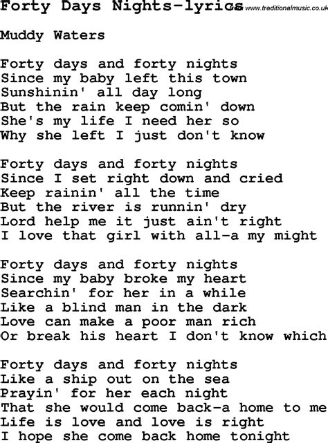 Blues Guitar lesson for Forty Days Nights-lyrics, with Chords, Tabs ...