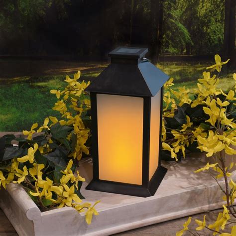 LumaBase Solar Powered Flame Effect LED Black Lantern Reviews Wayfair