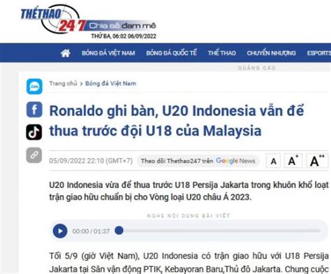 Blunder Media Vietnam Sebut Timnas Indonesia U Kalah Dari