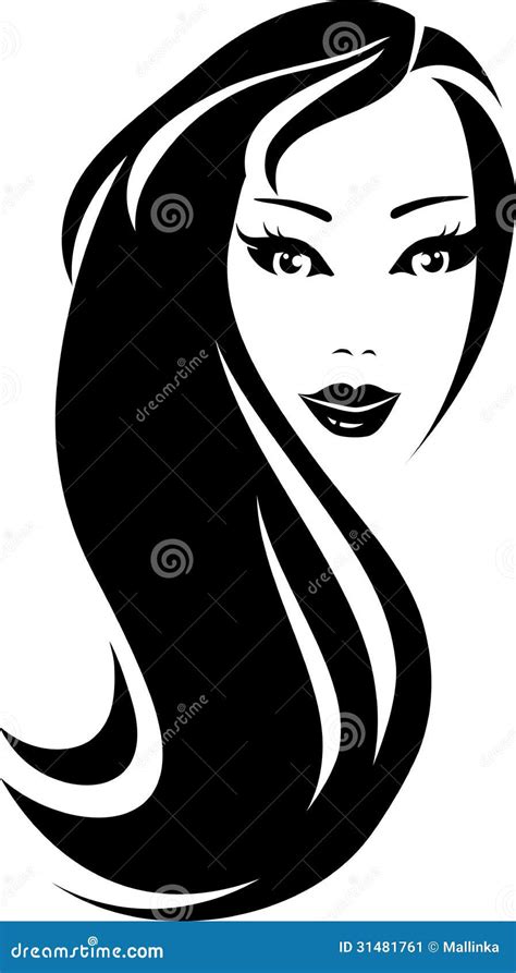 Black Silhouette Woman with Hair Stock Vector - Illustration of icon ...