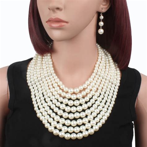 Luxury Pearl Necklace Brand Earrings Fashion Imitation Pearl Jewelry