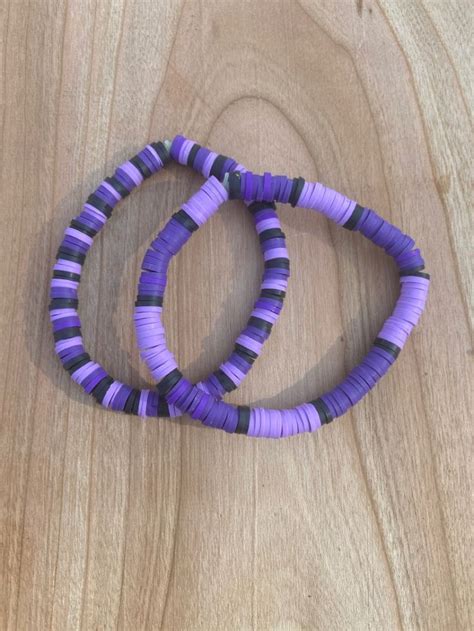 Purple Clay Bead Bracelet Purple Beaded Bracelets Clay Bracelet Clay Beads