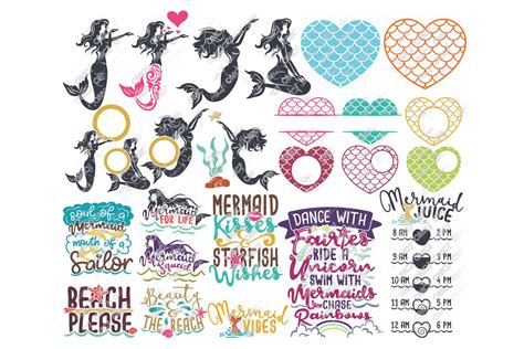 Mermaid SVG Bundle In SVG DXF EPS PNG OhMyCuttables