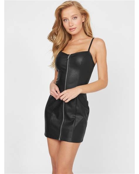 Guess Factory Janelle Faux Leather Dress In Black Lyst