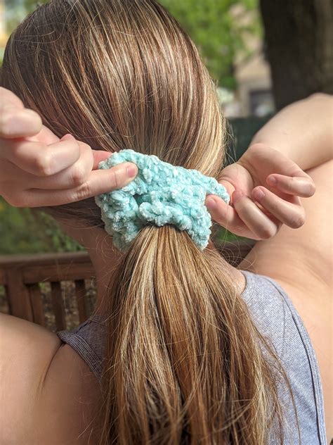 Set Of 3 Retro Handmade Crochet Velvet Scrunchies Etsy