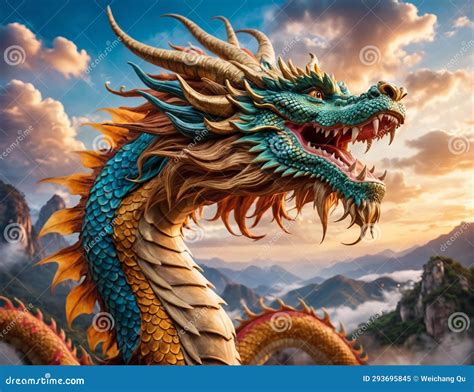 A Highly Realistic Chinese Dragon In Various Environments Stock