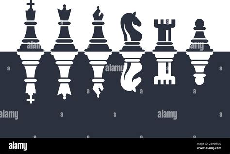 Chess Pieces Set Of Icons In Black And White Vector Illustration Six