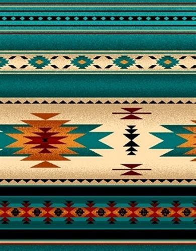 Tucson Southwest Aztec Native American Turquoise Stripe Cotton Fabric