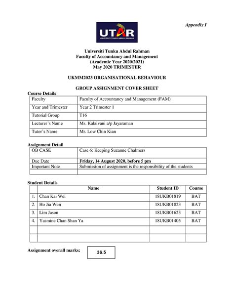 T Case Group Assignment May Appendix I Universiti Tunku Abdul